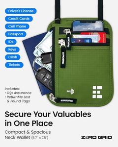 Muestra Gratuita de Bolsa de Viaje Personalizada para el Cuello, Impermeable, con Bloqueo RFID, Porta Pasaporte - Product Image 3