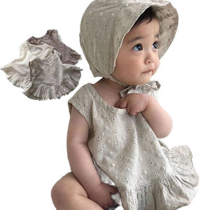 Ensemble de vêtements pour bébé fille, vêtements de boutique pour bébé fille, en coton vintage coréen, 3 pièces, débardeur, short, chapeau, ensembles de vêtements d'été pour filles - Product Image 2
