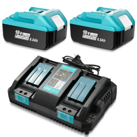 2 pak pengganti 18 Volt alat listrik baterai isi ulang dengan 14.4 v-18 V Port Ganda pengisi daya untuk Makita BL1815 BL1850B BL1830
