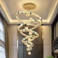 Plafonnier suspendu long et large à haut plafond, LED, villa, hôtel, lampe suspendue personnalisée, boule colorée décorative, lustre d'escalier