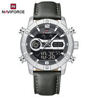 NAVIFORCE NF9263 Wasserdichte Uhr mit Leuchtanzeige, Echtlederarmband, Multifunktions-Chronograph, Countdown-Timer, Wecker