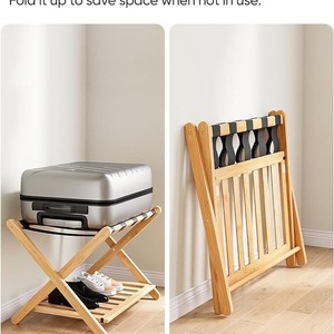 Wooden Foldable <b>Suitcase</b> <b>Storage</b> Rack 63x41x52cm Shoe Rack For Entryway Living Room Portable Luggage Organizer - Product Image 3