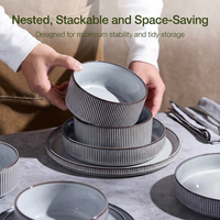 Service de vaisselle en porcelaine de luxe moderne EKA, 12 pièces, écologique, résistant au four et au micro-ondes, assiettes et bols durables pour hôtel et maison