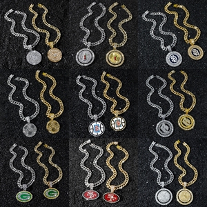 Punk Hiphop Style Multiple Models Circular Pendant Necklace Gold <b>Silver</b> Plated <b>Cuban</b> <b>Link</b> <b>Chain</b> Men's Necklaces Fashion Jewelry - Product Image 1