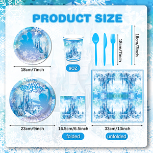 MM307 Wonderland Snowflake <strong>Party</strong> Ice Castles Paper <strong>Plates</strong> Cups Napkins Disposable Tableware Set for <strong>Frozen</strong> <strong>Party</strong> Decoration - Product Image 6