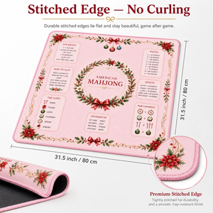Tapis de Mahjong Américain Floral Rose Antidérapant pour Noël, Couverture de Table Anti-Bruit avec Guide des Règles pour Jeux de Cartes - Product Image 2