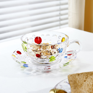 Set Classico Ecologico di Tazza e Piattino <span class=keywords><strong>a</strong></span> <span class=keywords><strong>Pois</strong></span>, Tazza di Alta Qualità per Tè Pomeridiano Inglese, Tazza <span class=keywords><strong>a</strong></span> Petalo per Colazione e Dessert - Product Image 5