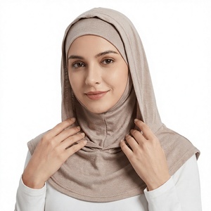 Hiyab de Algodón Mercerizado de Alta Calidad para Mujer, Color Sólido, con Capucha, Protección Solar, Estilo Musulmán de Oriente Medio - Product Image 1