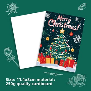 Tarjeta de Felicitación Navideña en <span class=keywords><strong>Inglés</strong></span> SYC, Tarjeta de Regalo con Bendición Navideña, Decoración Floral para Pared, Cartulina - Product Image 3