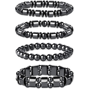 Braccialetto di ematite nera a magneti elastici energetici <span class=keywords><strong>bracciale</strong></span> con perline in pietra di cristallo naturale gemma di ematite magnete elasticizzato <span class=keywords><strong>bracciale</strong></span> - Product Image 1