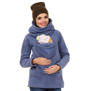 Sweat-shirt polaire à capuche amovible pour femme avec poche kangourou, vêtement d'extérieur de maternité automne-hiver - Product Image 1