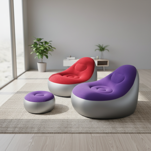 Modern Foldable <b>Inflatable</b> Lounger Sofa with Stool Foot Lightweight Exterior Use Air Furniture - Product Image 3