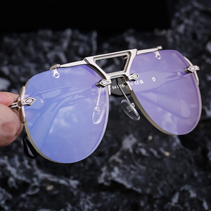 Lunettes de soleil Partagas pour hommes, style punk, semi-cerclées, double pont, protection UV400, avec logo personnalisé, pour la vente en gros - Product Image 4
