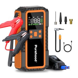Purehood P60 Orange & Noir 6000A Gonfleur de Pneus Tout Temps 27000mAh 150PSI avec Pinces Intelligentes Type-C pour Voiture et Camion - Product Image 1
