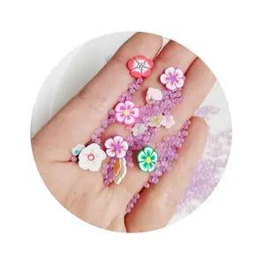 Paarse Faux Clear Kralen Gemengd Multicolor Size Bloem Polymeer Klei Plakjes Diy Slijm