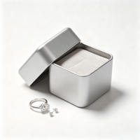 Mini boîte à bijoux en aluminium, boîte carrée en métal de 60 mm pour bagues, boucles d'oreilles, doublée de velours, personnalisée