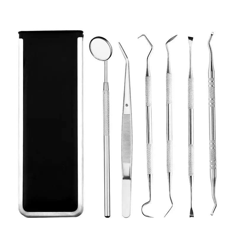 Dental Clean Tool Set 304 Stainless Steel Endoscope Cleaning Mouth Tartar Scraper Tooth Pick Dental Scaler Mouth Mirror for De