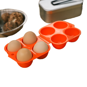 Plateau de rangement pour œufs en plastique orange avec 4 compartiments pour le camping et l'extérieur - Product Image 1