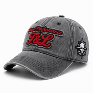 Casquette de baseball en jean délavé à 6 panneaux avec logo personnalisé, broderie appliquée, pour sport en extérieur, vente en gros, fabricant en vrac - Product Image 1