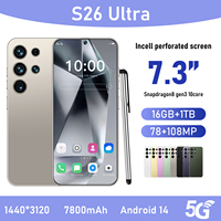 Teléfono Celular Desbloqueado S26 Ultra Dual SIM Más Vendido, Pantalla de 7.3 Pulgadas, 16GB+1TB, Cámara HD, Batería de 7800mAh, Teléfono Inteligente Android para Uso Diario