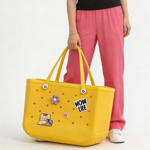 Sac de <span class=keywords><strong>plage</strong></span> pour femme, grande capacité, <span class=keywords><strong>CROS</strong></span> Storage, sac seau portable, sac fourre-tout à porter à l'épaule, forme carrée ouverte tridimensionnelle, couleur unie - Product Image 4