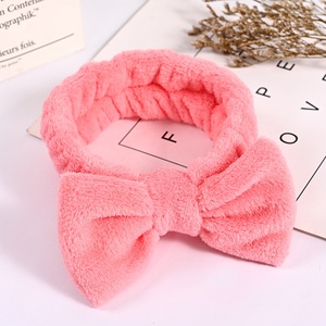 Diadema con lazo grande para mujer, banda para la cabeza de maquillaje Facial, envolturas para la cabeza de lana Coral, diadema de Spa para mujer, ducha, lavado de cara - Product Image 4