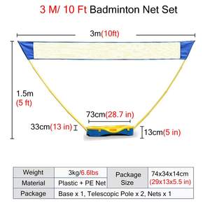 Red de Bádminton Plegable 2 en 1, Portátil, de 3x1.5m, Material Plástico + PE, para Deportes Familiares en el Patio Trasero - Product Image 2