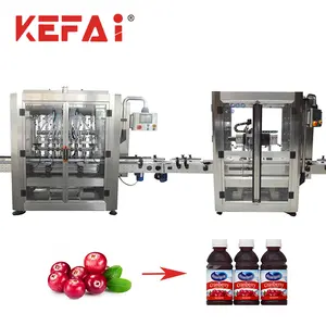 KEFAI Automatic Vertical 8 Heads Servo Piston Fruit Cranberry Juice Liquid Bottle Filling Capping Machine Factory Customized