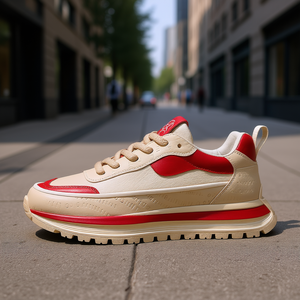 Chaussures décontractées rétro pour hommes avec empeigne confortable en PU et semelle en caoutchouc, tendance mode toutes saisons, style marche, chaussures de papa - Product Image 2