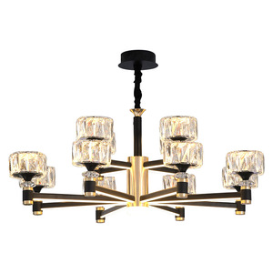 Lámpara de araña de cristal con fuente de luz LED E27, conjunto de iluminación moderno de múltiples cabezales redondos para sala de estar y comedor - Product Image 1