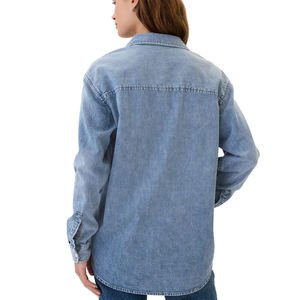 Produttore OEM cotone Denim elasticizzato resistente di alta qualità manica <span class=keywords><strong>lunga</strong></span> giacche da <span class=keywords><strong>donna</strong></span> <span class=keywords><strong>camicia</strong></span> con Logo personalizzato per abbigliamento Outdoor - Product Image 5