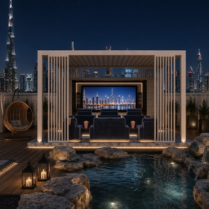 Pergolas modernes de luxe en aluminium thermolaqué pour l'extérieur avec <span class=keywords><strong>toit</strong></span> électrique réglable et gazebo à rupture de pont thermique pour piscine estivale - Product Image 5