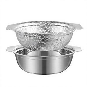 Yurtrain Panier égouttoir en acier inoxydable de style japonais avec poignée métallique et filtre microporeux pour cuisine, passoire à riz, compatible lave-vaisselle - Product Image 4