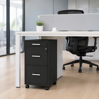 Armoire de classement verticale élégante et convertible sous le bureau, 3 tiroirs verrouillables, en métal et acier, pour le rangement de bureau