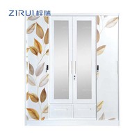Armoire métallique à 4 portes coulissantes, fabriquée en Chine, armoire en acier imprimé, armoire à vêtements pour chambre à coucher