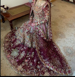Elegante vestido de novia indio paquistaní Kurta Lehenga pesado 3D Zardozi bordado elegante traje de boda 2025 - Product Image 1