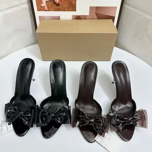 New <b>Style</b> 2025 Ice-Transparent Jelly <b>Gel</b> 9cm Bowknot Stiletto Heel Backless Peep-Toe Women's High-Heeled Sandals - Product Image 1