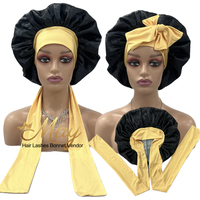 Vente en gros de bonnets de cheveux tressés longs et larges avec logo de luxe et de bonnets en satin de soie avec écharpe à nouer