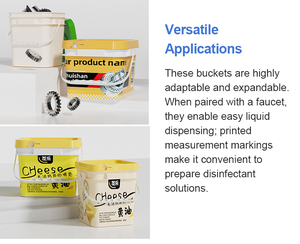 Tùy Chỉnh In Ấn Vuông Xô Thùng Với Nắp Nhiệm Vụ Nặng Nề Thực Phẩm Cấp 50Gallon Nhựa Vuông Xô Container Với Nắp Xử Lý - Product Image 5