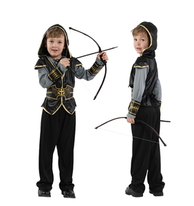 Nuovo Design Costume da Cavaliere Femminile Eroica per Bambine, Travestimento di Halloween in Poliestere Nero - Product Image 2