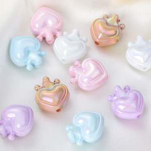 Solide coloré UV couronne amour trou droit perles acryliques en vrac pour bricolage téléphone chaîne collier accessoires - Product Image 3