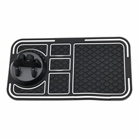 Tapis antidérapant pour tableau de bord de voiture avec support pour téléphone - Support rotatif en PVC, bordure rouge ou blanche pour la plupart des voitures