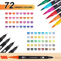 72pcs stylos à dessin d'artiste à double tête et pointe de pinceau ensemble de kit d'artisanat d'art de dessin cadeau