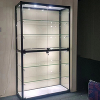 Vitrine d'exposition en verre trempé avec éclairage LED, porte verrouillable, pour magasin de détail