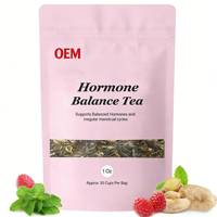 Thé OEM Équilibrant Hormonal pour le Soutien Menstruel, 100% Feuilles de Framboisier Rouge, Ortie et Gingembre, Boîte de 10 oz, Thé en Sachets pour la Santé