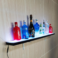 Étagère de présentation de boissons alcoolisées 40 "Flottante murale éclairée par LED Profondeur d'étagère de bouteille d'alcool Profondeur 15cm