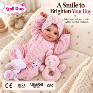 ตุ๊กตาเด็กเกิดใหม่ DollDuo รุ่นซันนี่ ขนาด 19 นิ้ว ตุ๊กตาเด็กเล็กน่ารัก นุ่มนิ่ม ทำจากไวนิล เหมือนจริง ของเล่นเสริมพัฒนาการ พร้อมอุปกรณ์เสริมตุ๊กตากระต่าย - Product Image 3