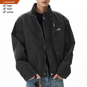 Personnalisation OEM de haute qualité américain Vintage <span class=keywords><strong>toile</strong></span> lavée unisexe pilote col montant vêtements de travail poche zippée veste pour hommes - Product Image 4