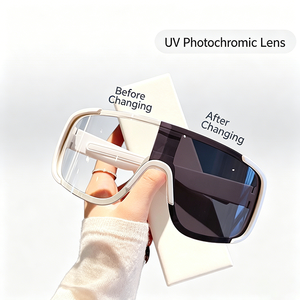 European American Fashion <b>Large</b> <b>Frame</b> Light Weight SunglassesOutdoor Cycling Climbing Skiing Windproof Sunscreen Sports <b>Black</b> - Product Image 3