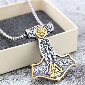 Viking Thor Hammer Pendant Necklace Stainless Steel Unisex Nordic Symbol Gift Jewelry Hip Hop Style - Product Image 4